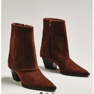 Matisse Foldover Ankle Brown Suede Heeled Boots